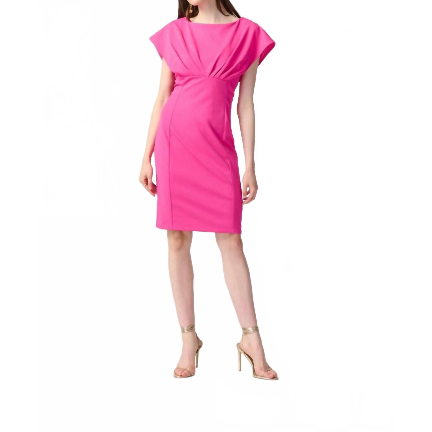 New Joseph Ribkoff Pleated Dolman Sleeves Sheath Dress In Ultra Pink